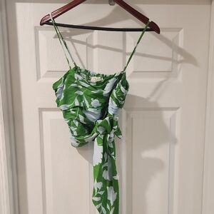 Kate Spade For TARGET Green and Blue Leaf Print Top